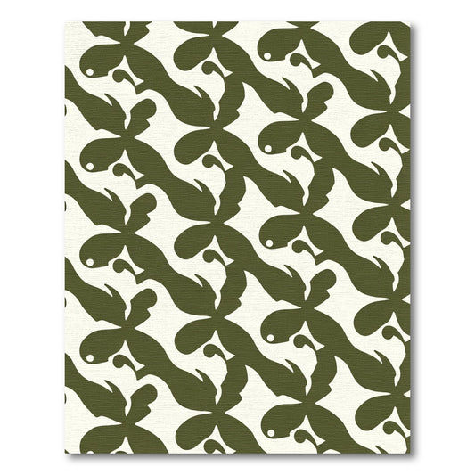 Olive Green Organic Floral Arrangement Rug