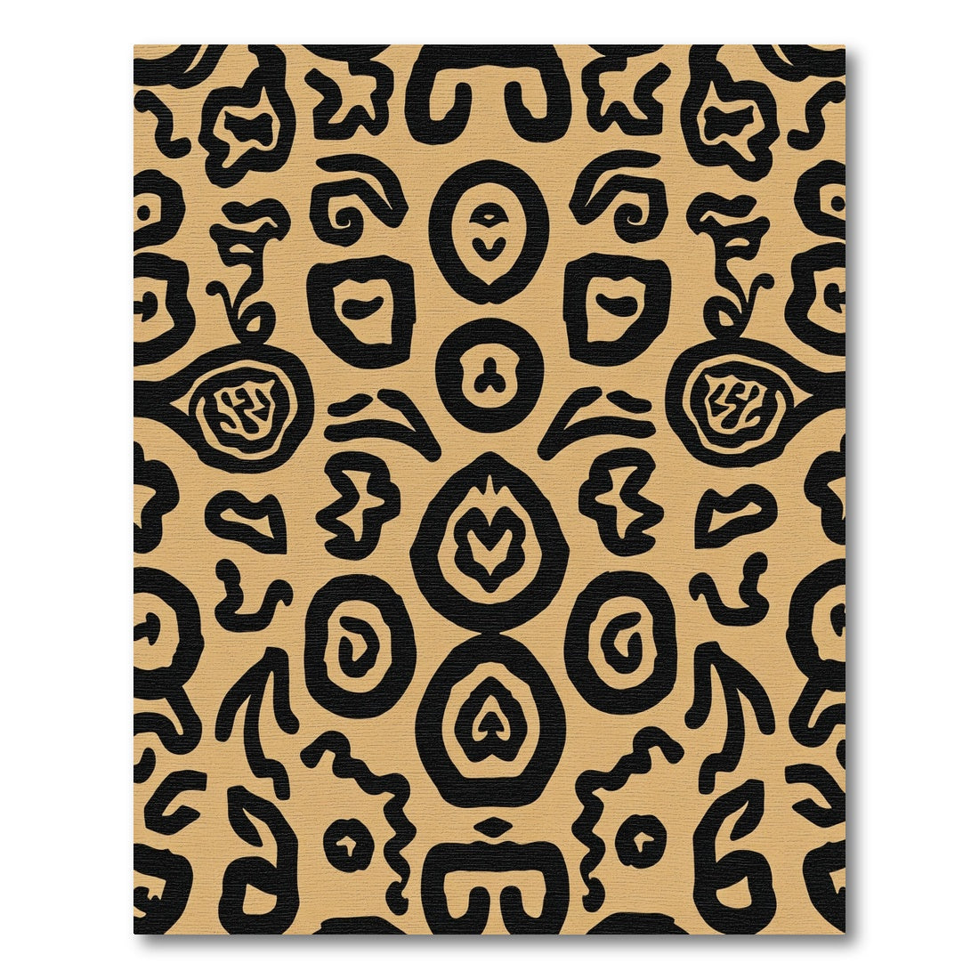 Bold Black Tribal Earth Swirl Rug
