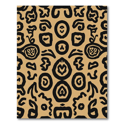 Bold Black Tribal Earth Swirl Rug