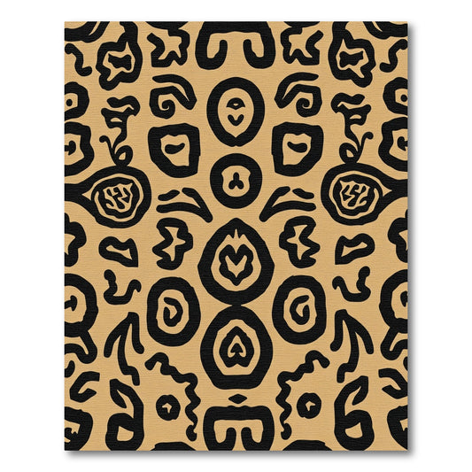 Bold Black Tribal Earth Swirl Rug