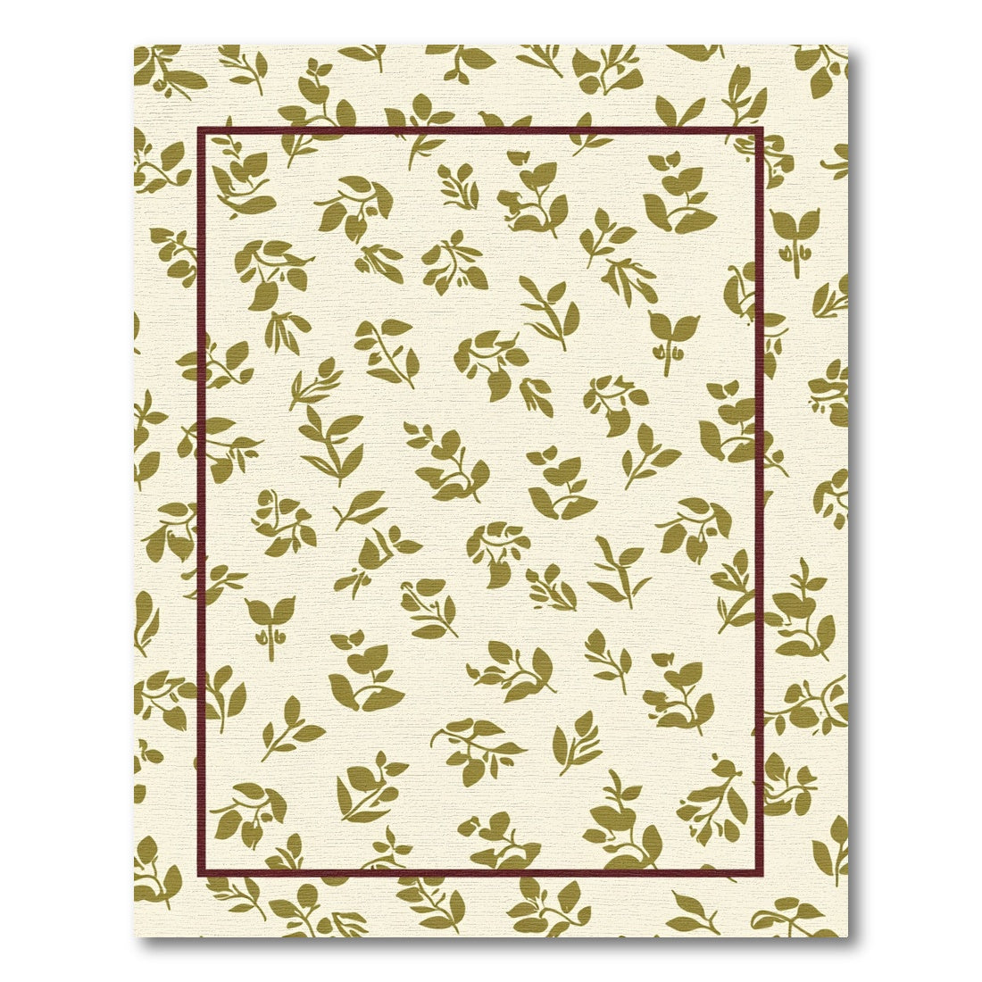Khaki Leaf Scatter Border Rug