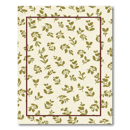 Khaki Leaf Scatter Border Rug