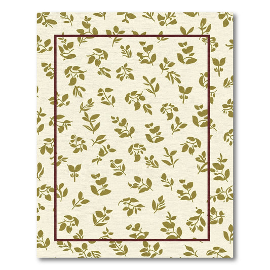 Khaki Leaf Scatter Border Rug