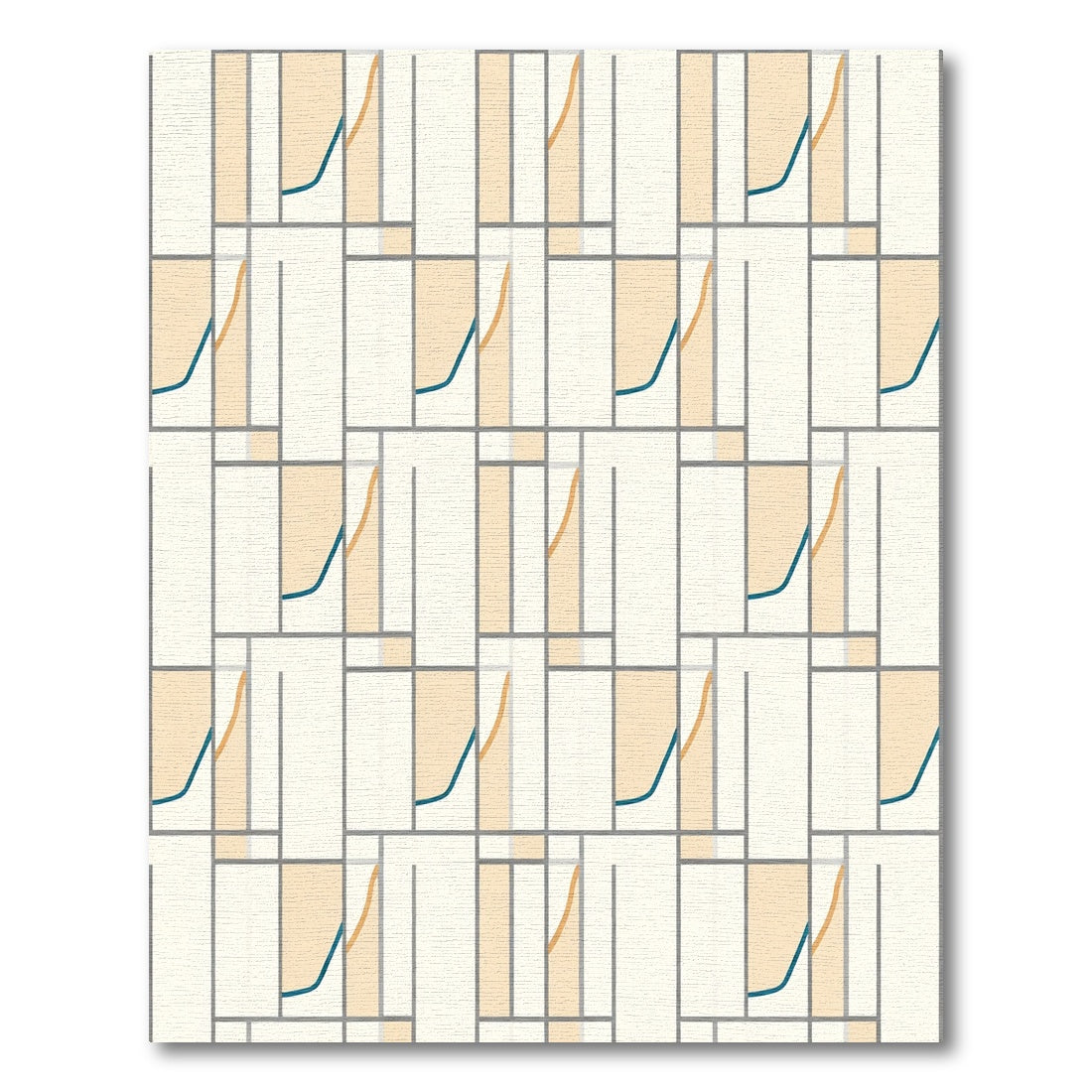 Geometric Teal Orange Outline Grid Rug