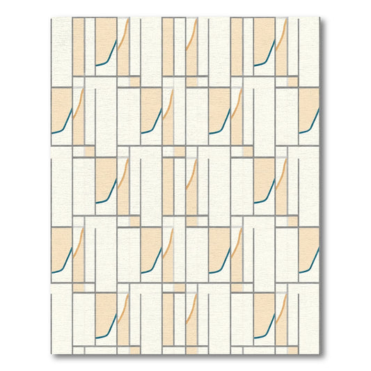 Geometric Teal Orange Outline Grid Rug