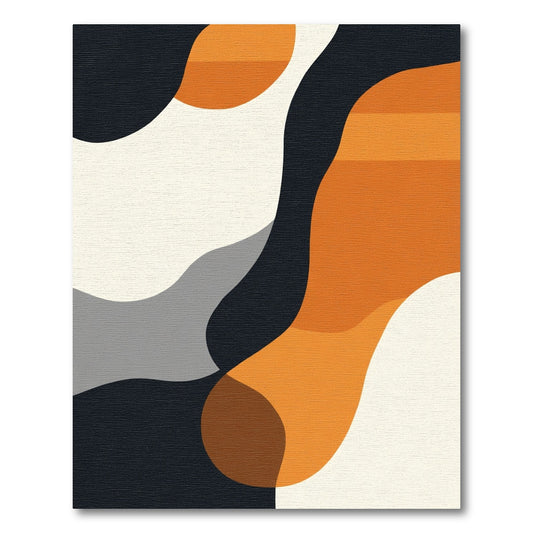 Bold Orange and Cream Abstract Waves Rug