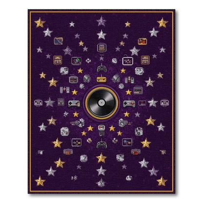 Retro Pixel Gaming Vinyl Purple Area Rug
