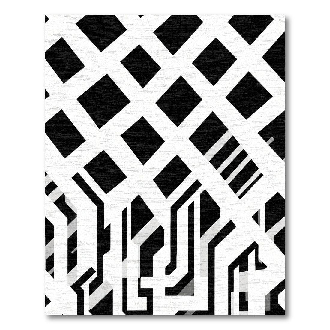 Bold Intersecting Lines Black White Rug
