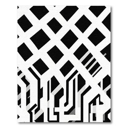 Bold Intersecting Lines Black White Rug