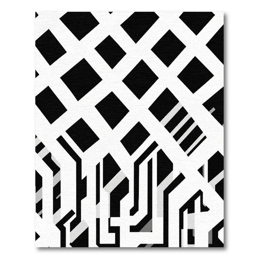 Bold Intersecting Lines Black White Rug