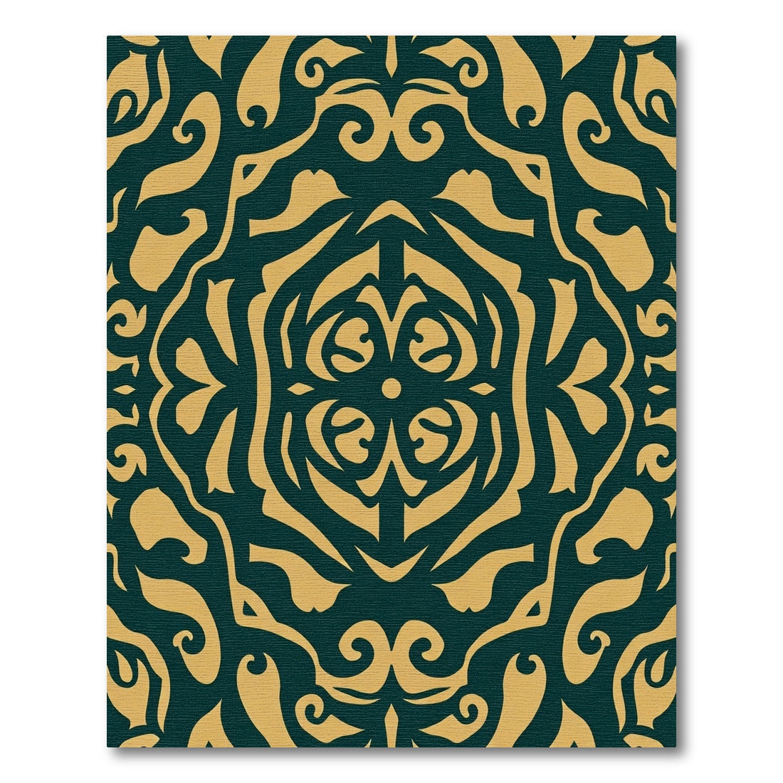 Deep Teal Golden Symmetrical Medallion Rug
