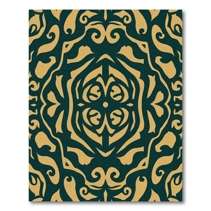 Deep Teal Golden Symmetrical Medallion Rug