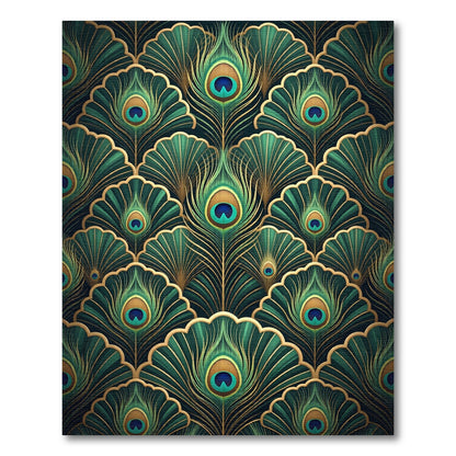 Emerald Peacock Feather Fan Garland Rug