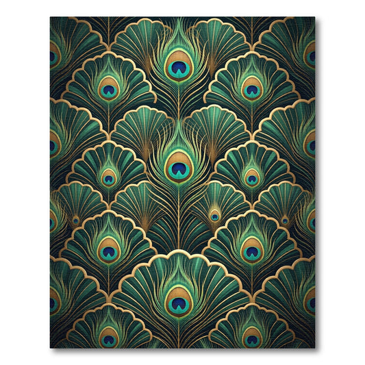 Emerald Peacock Feather Fan Garland Rug