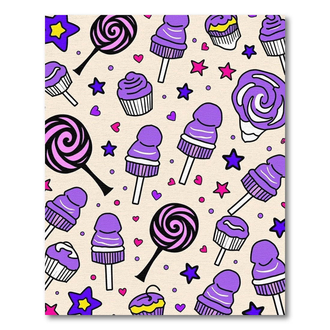 Purple Lollipop And Cupcake Stars Rug