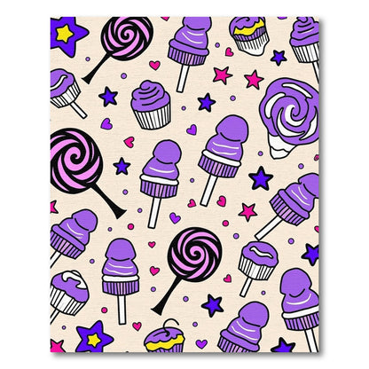 Purple Lollipop And Cupcake Stars Rug