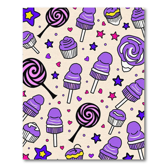 Purple Lollipop And Cupcake Stars Rug