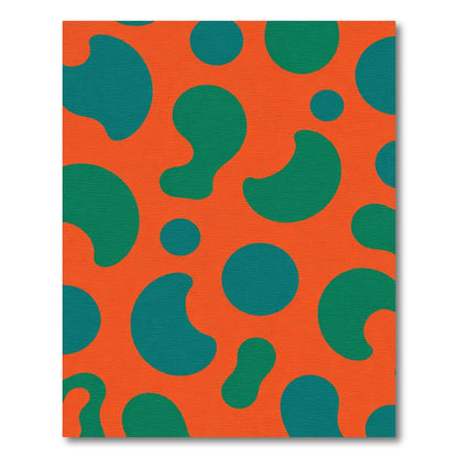 Vibrant Orange Teal Blob Rug