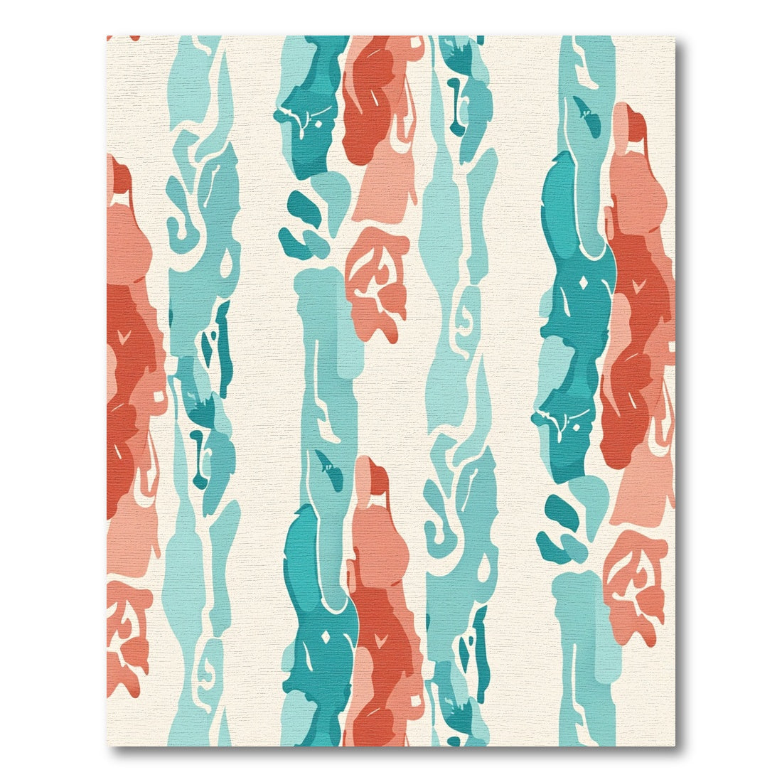Coral Teal Abstract Vertical Strokes Rug