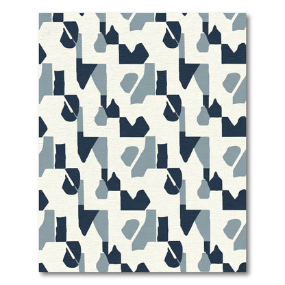 Abstract Indigo Gray Forms Rug