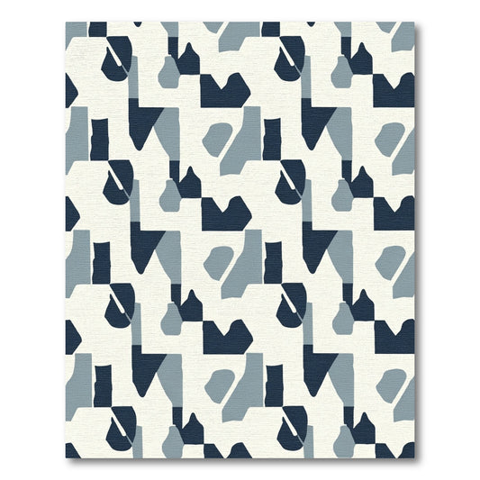 Abstract Indigo Gray Forms Rug