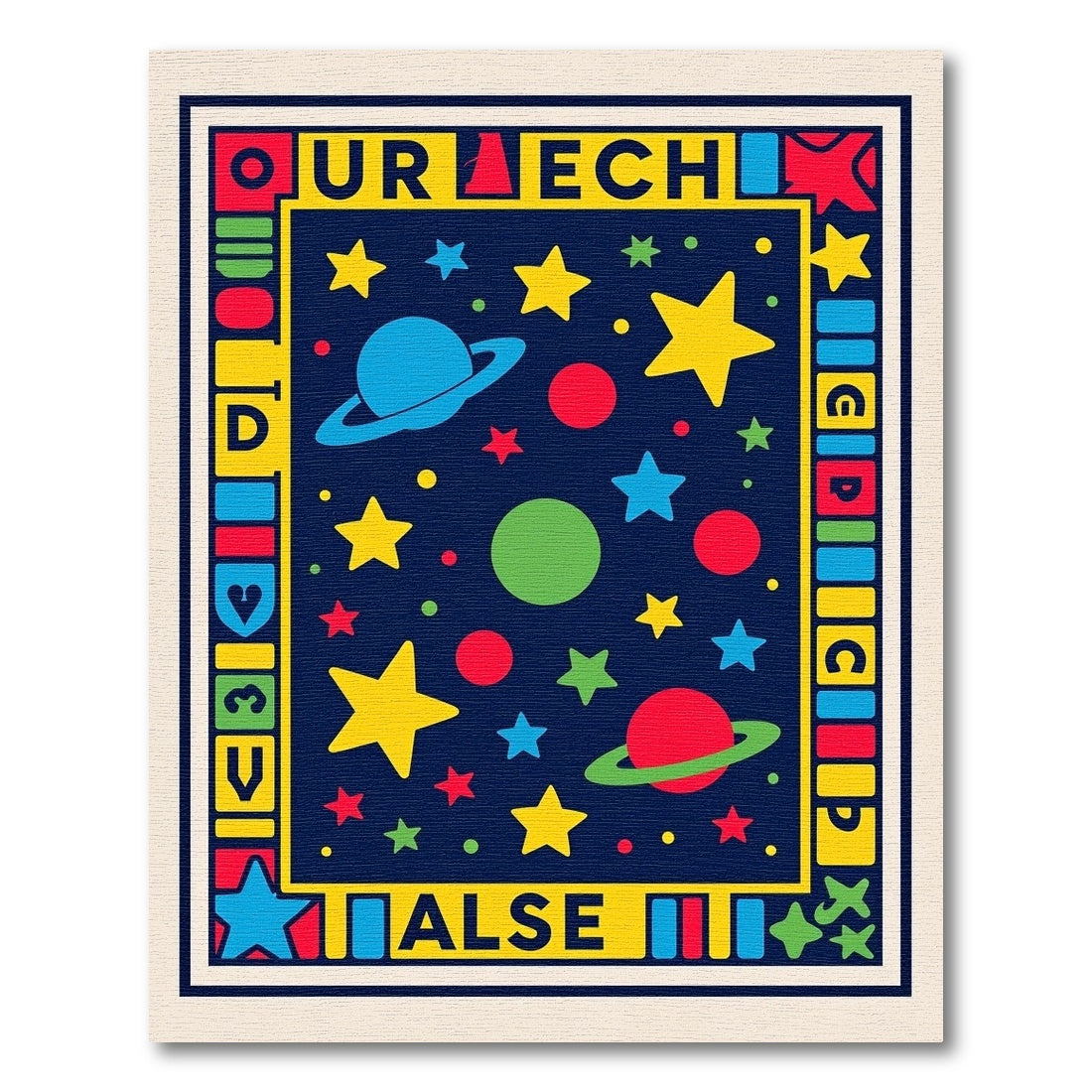 Colorful Outer Space Celestial Planets Stars Rug