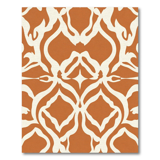 Terra Cotta Ivory Organic Scroll Rug