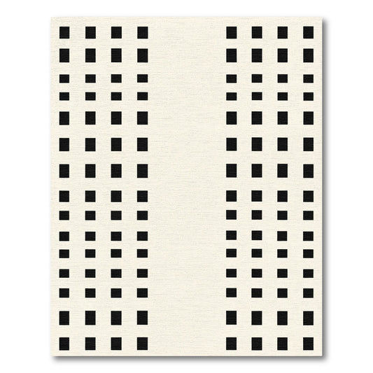 Minimalist Black Square Grid Rug