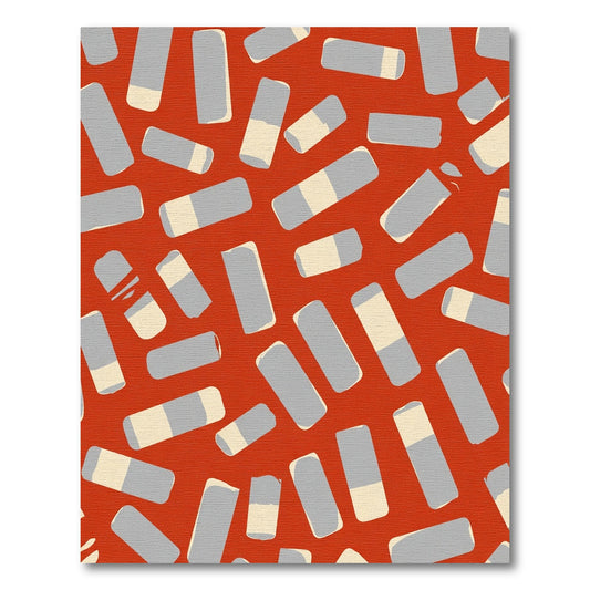 Red Gray Bar Ochre Random Scatter Rug