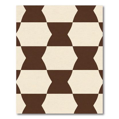 Geometric Cream Brown Interlocking Ovals Rug