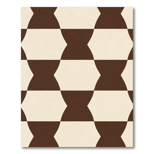 Geometric Cream Brown Interlocking Ovals Rug