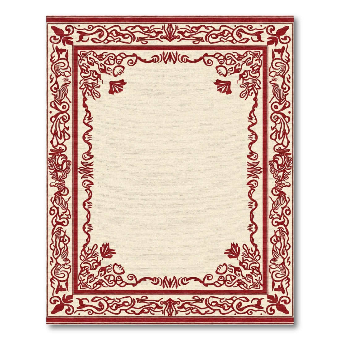 Crimson Red Ornate Border Rug