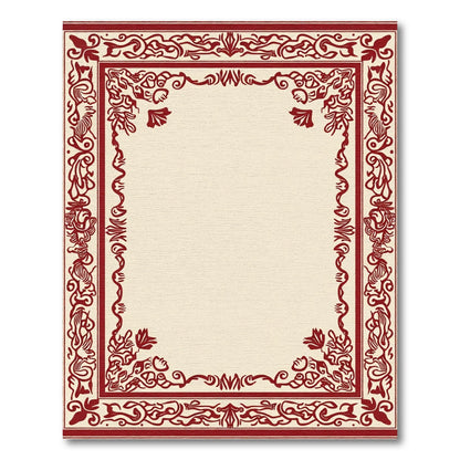 Crimson Red Ornate Border Rug
