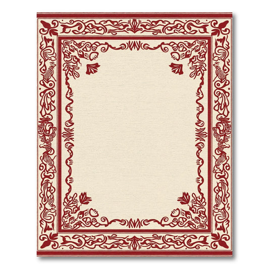 Crimson Red Ornate Border Rug