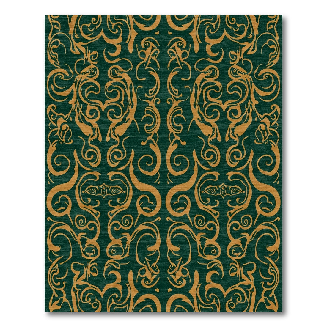 Emerald Gold Curlicue Flourish Rug