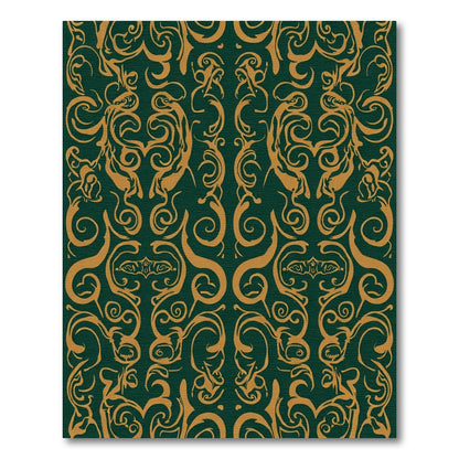 Emerald Gold Curlicue Flourish Rug