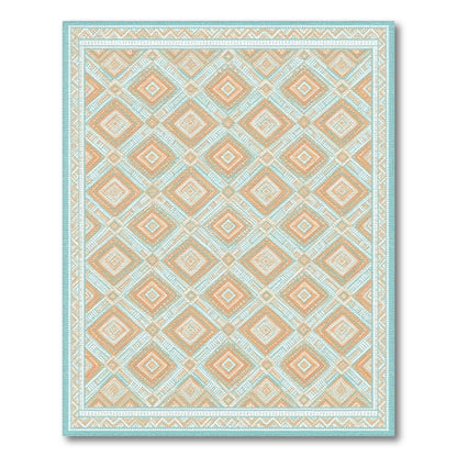 Blue Teal Geometric Diamond Geometric Modern Area Rug