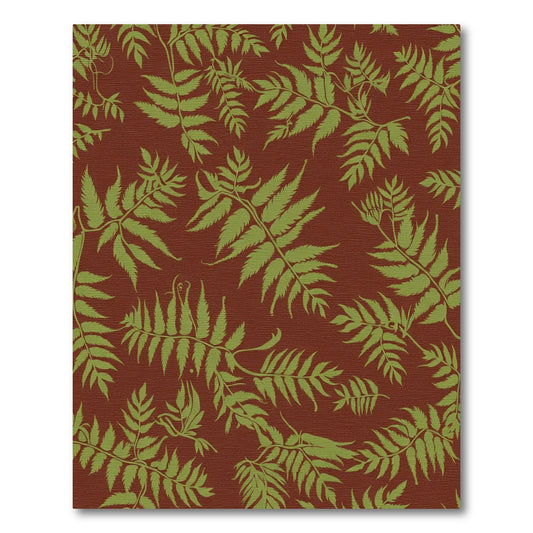 Earthy Terracotta Fern Foliage Rug