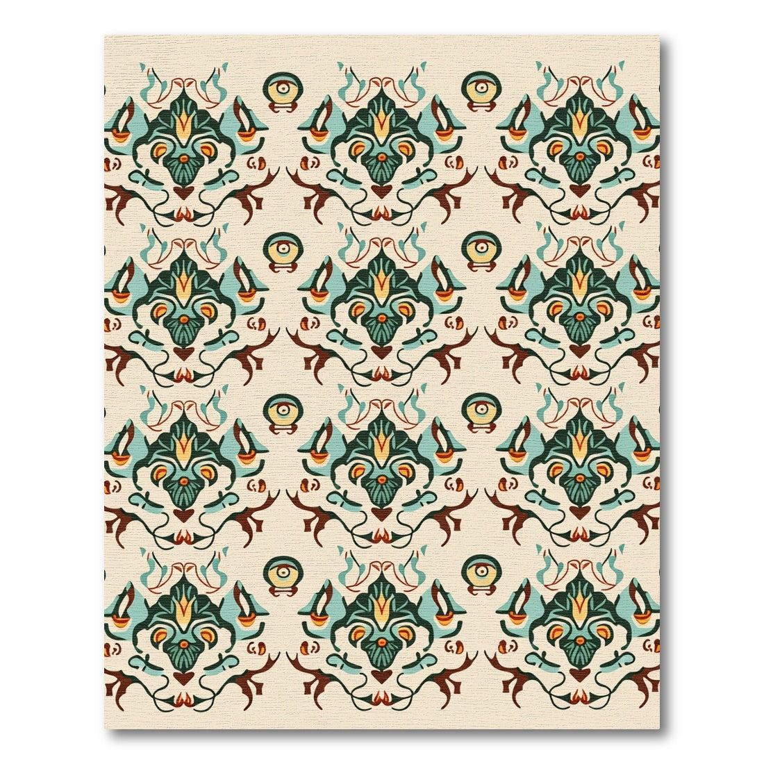 Regal Emerald Teal Crested Floral Rug