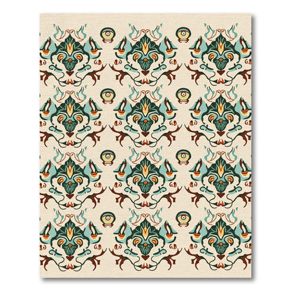 Regal Emerald Teal Crested Floral Rug