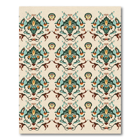 Regal Emerald Teal Crested Floral Rug