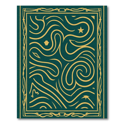 Emerald Gold Swirl Abstract Star Rug