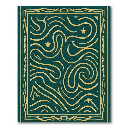 Emerald Gold Swirl Abstract Star Rug