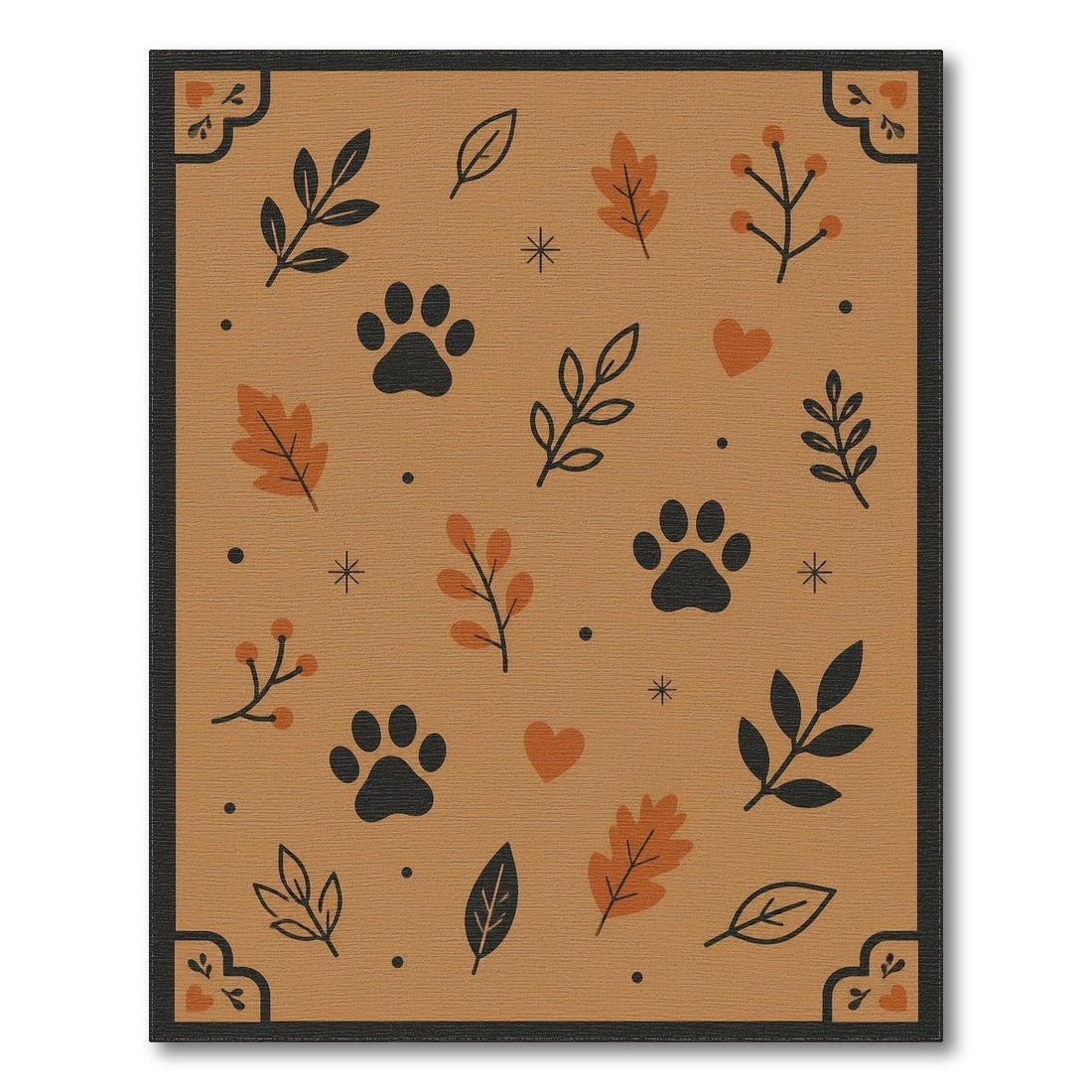 Rustic Paw Print Leaf Area Rug