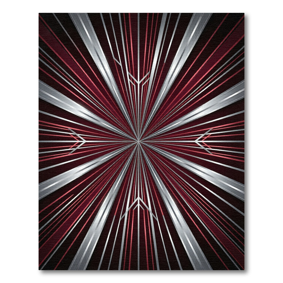 Crimson Silver Art Deco Burst Rug