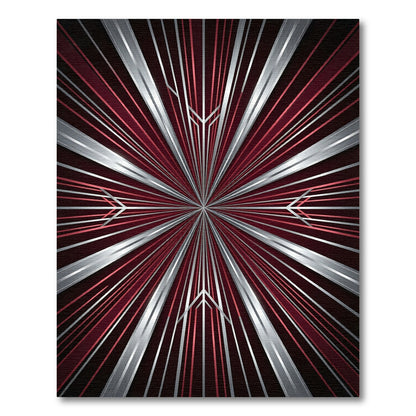 Crimson Silver Art Deco Burst Rug