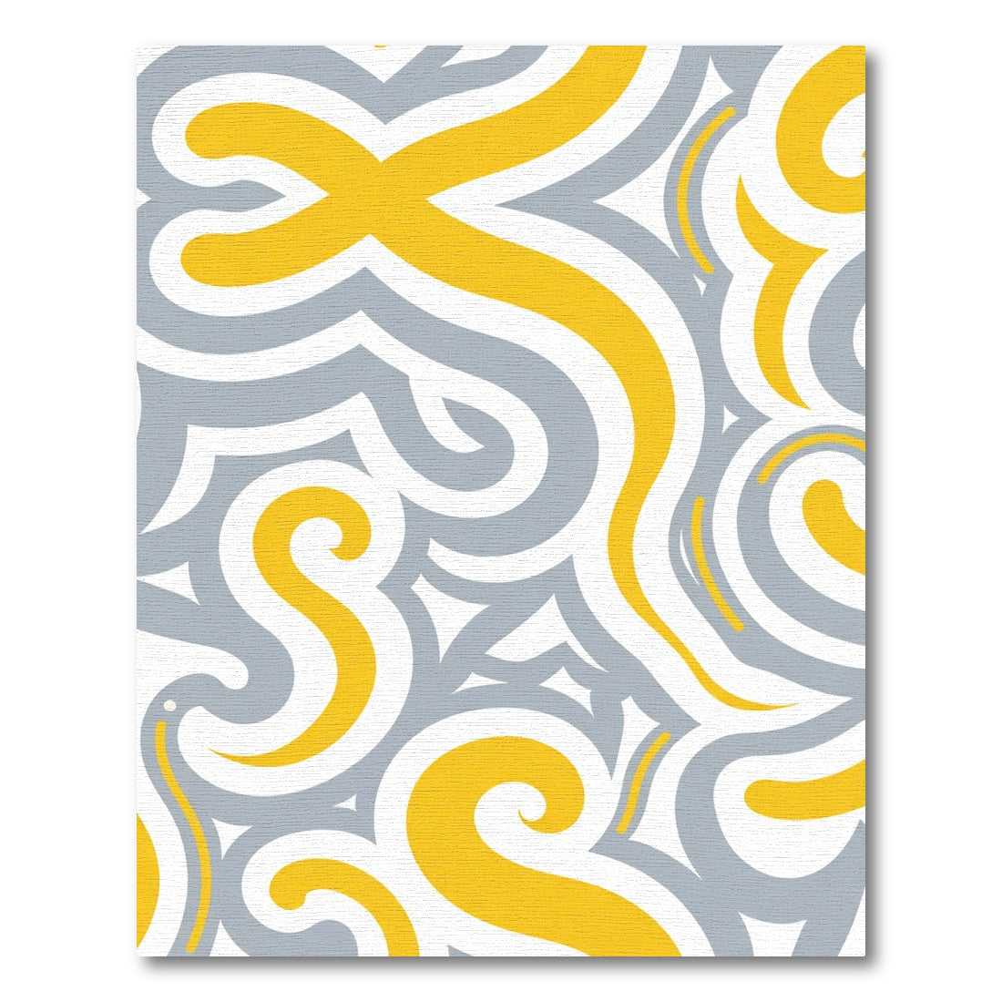 Yellow Gray Swirling Abstract Lines Rug
