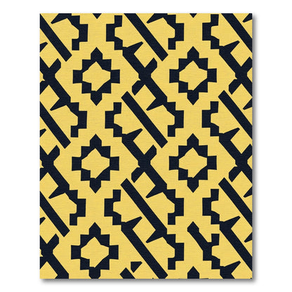 Bold Yellow Tribal Geometric Rug