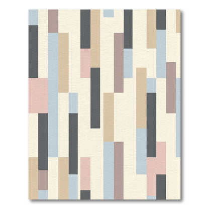 Pastel Geometric Block Composition Rug