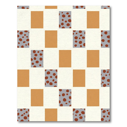 Orange Brown Spotted Checkerboard Rug